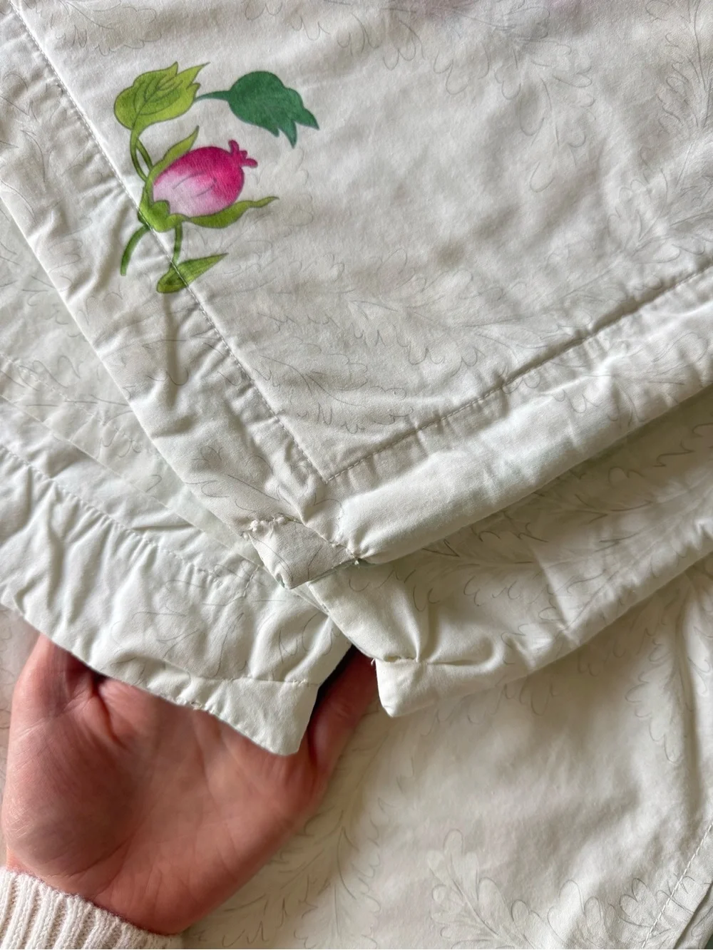 Yves Delorme Set Quilted Floral Parrot Pillow Sham Euro Boudoir French Cottage